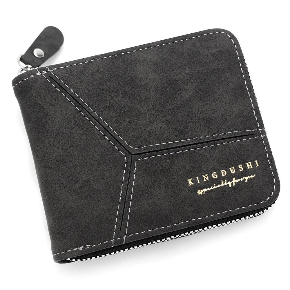 Matte Stitching Men's Short Wallet Multiple Card Slots by GJG Denim