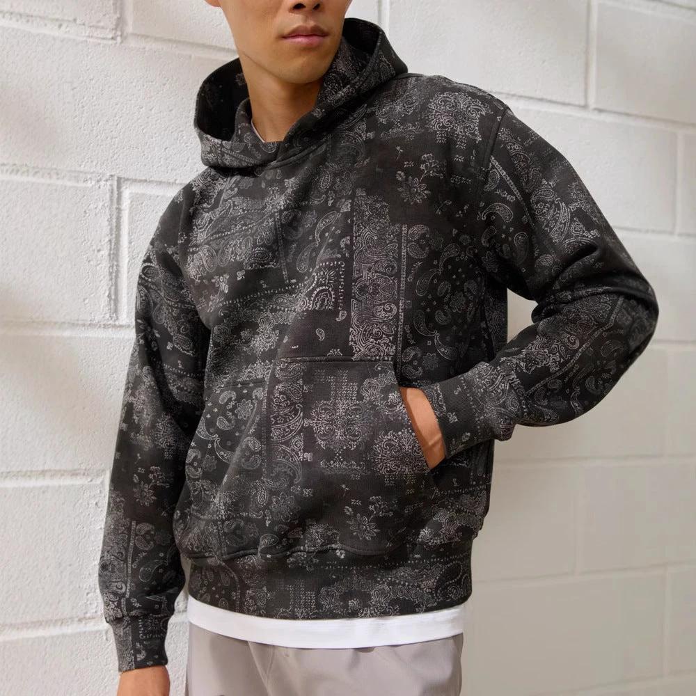 Men's Printed Paisley Design Hoodie by GJG Denim