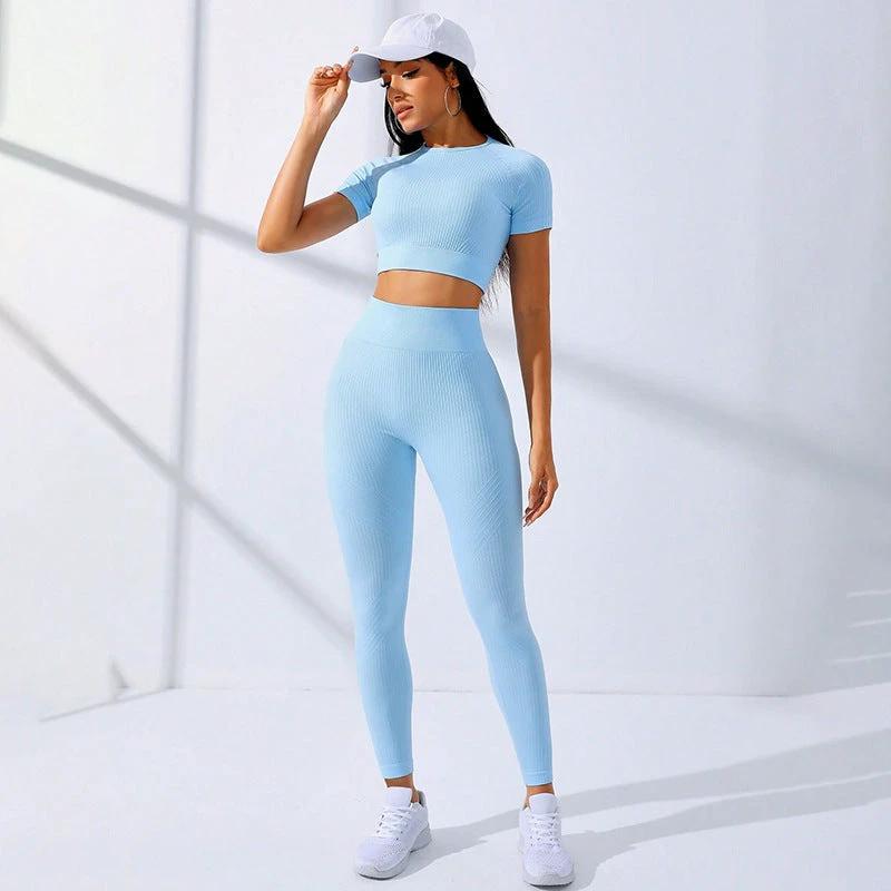 Yoga Clothes Suit Sports High Waist Workout Clothes by GJG Denim