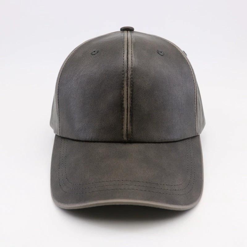 Washed And Worn PU Fashion Baseball Cap by GJG Denim