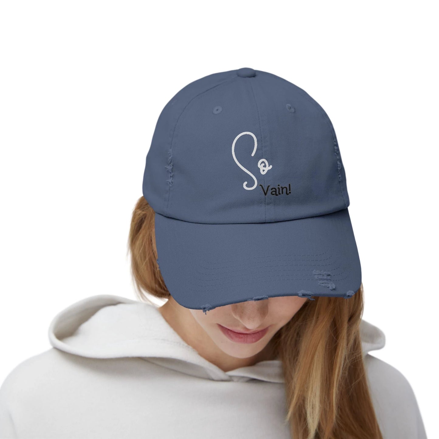 So vain Unisex Distressed Cap by Printify