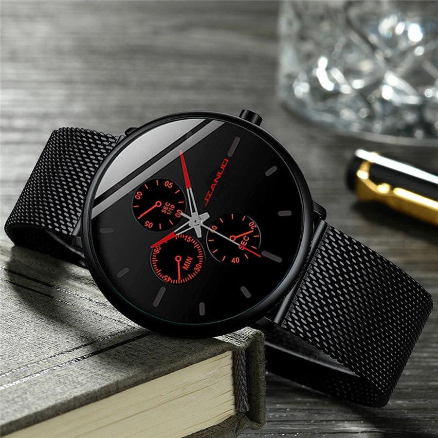 Men's Mesh-band Quartz Casual Business Luminous Watch by GJG Denim