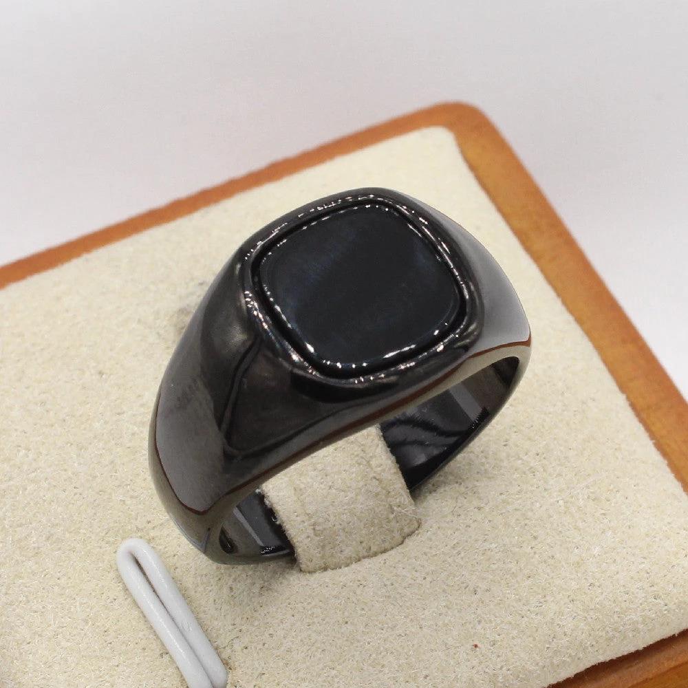 Men's Minimalist Square Gemstone Ring by GJG Denim