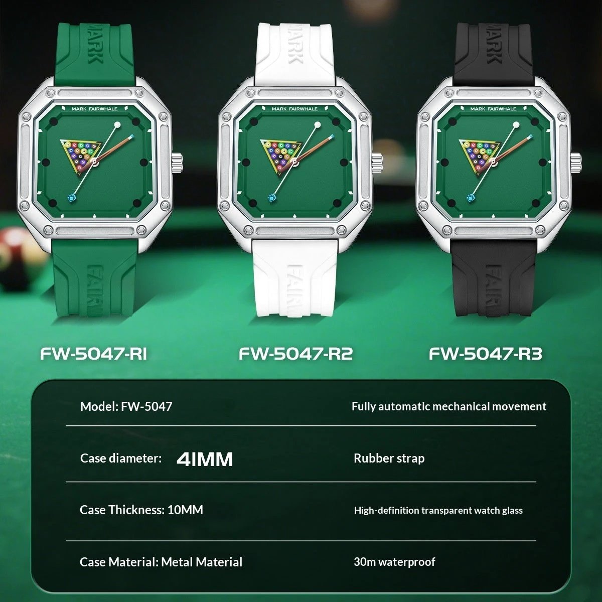 Men's Creative Quartz Wristwatch Personalized With A Billiards-themed Dial by GJG Denim