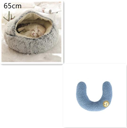 2 In 1 Dog And Cat Bed Pet Winter Bed Round Plush Warm Bed House Soft Long Plush Pets Bed Pet Products by GJG Denim