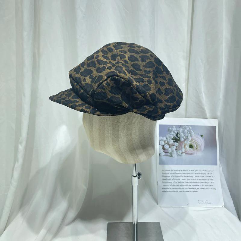 American-style Retro Chic Leopard-print Beret For Women by GJG Denim