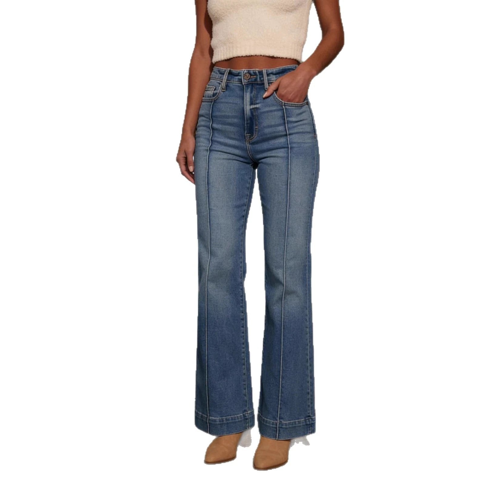 New Womens Mid-rise Bootcut Jeans by GJG Denim