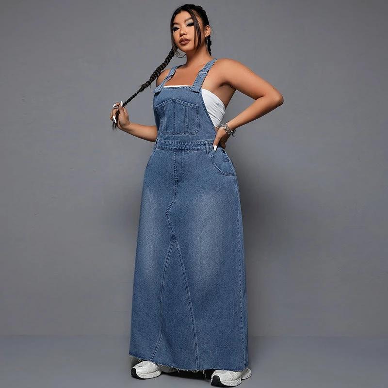 Women's Cool Denim Suspender Skirt by GJG Denim