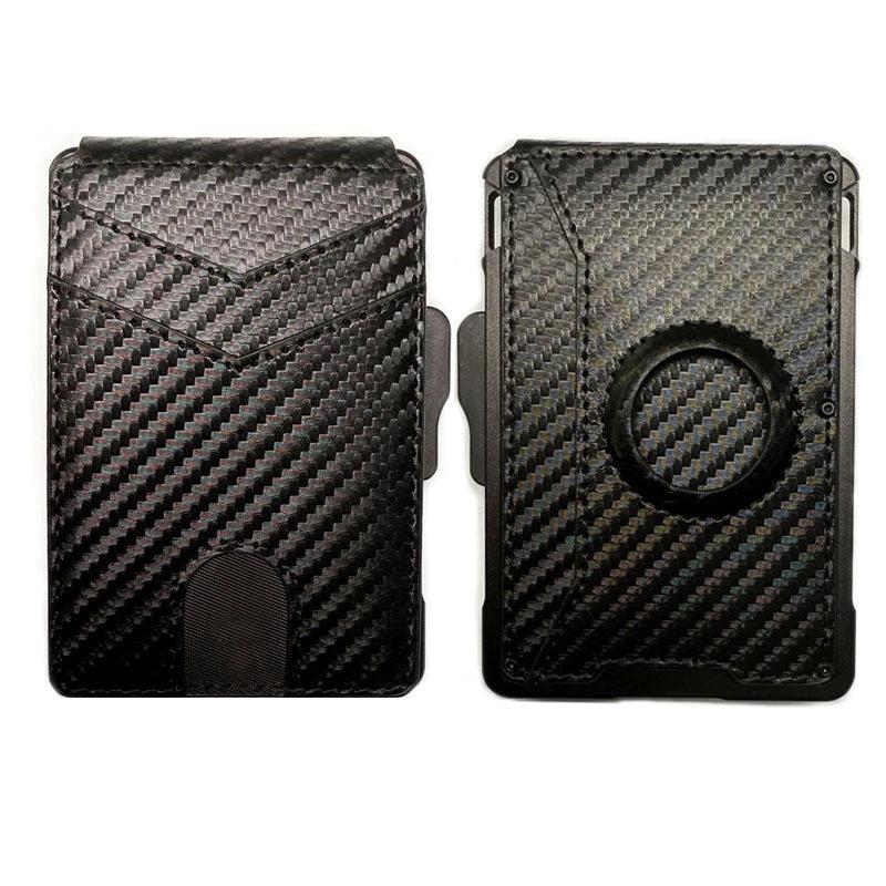 Men's Card Holder Large Capacity Flip Carbon Fiber Metal Cartridge by GJG Denim