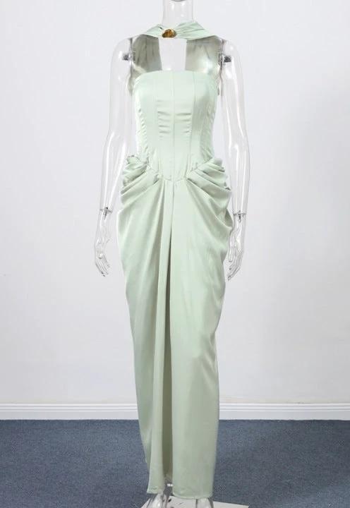 Tube Top Cinched Waist Pleated Dress by GJG Denim