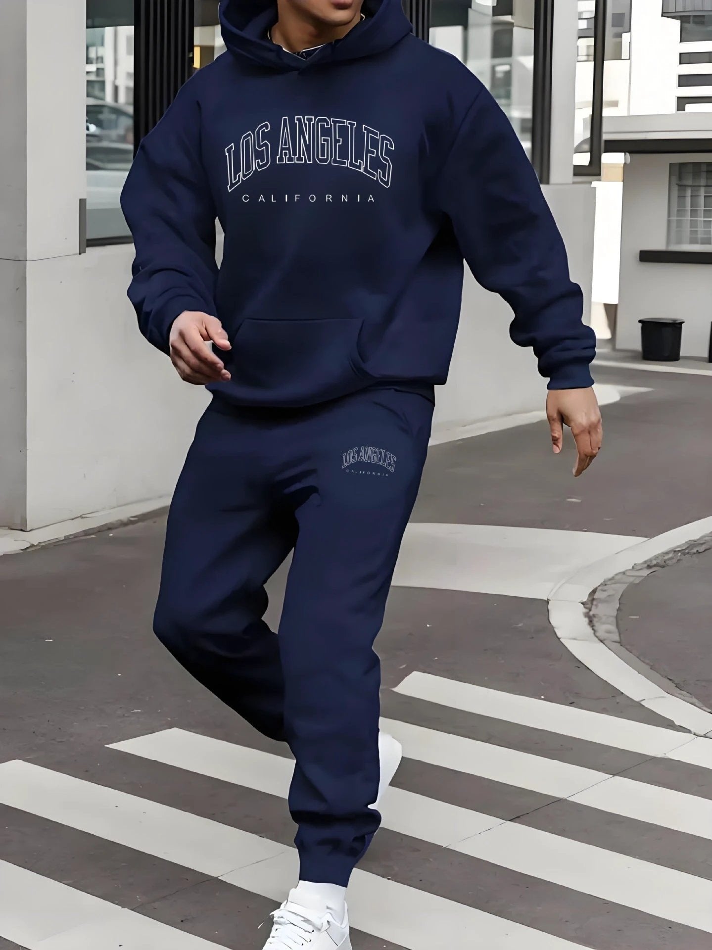 Men's Fleece-lined Letter Print Suit by GJG Denim