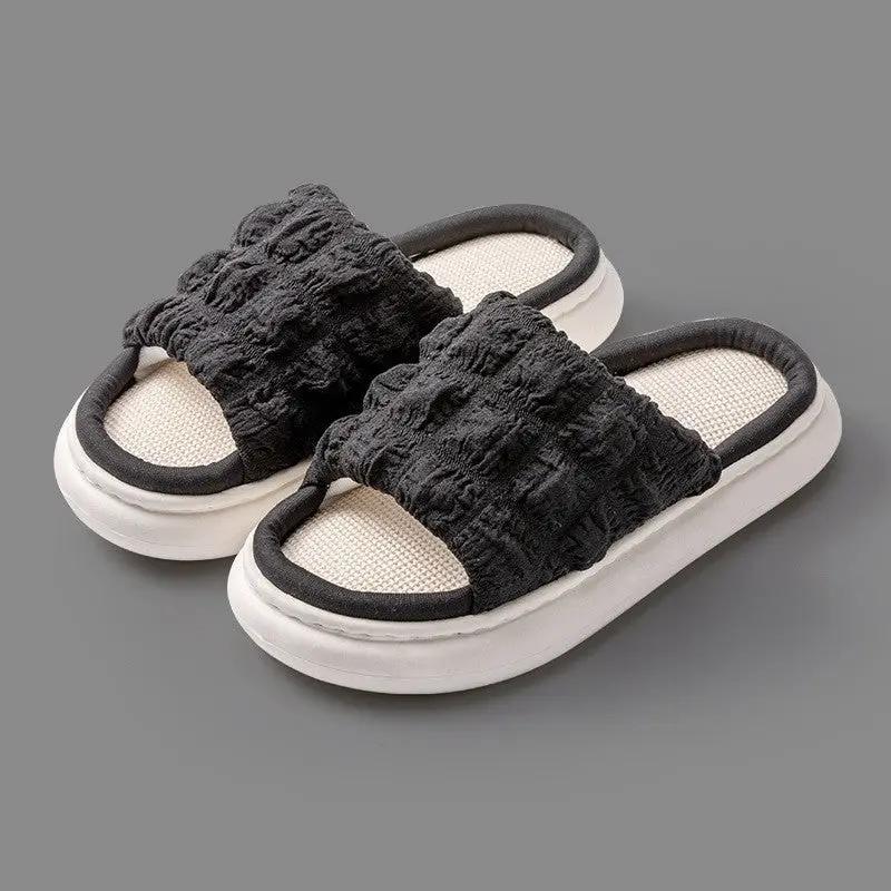 EVA Thick-soled Linen Slippers Women's Mute Soft-soled Slippers by GJG Denim