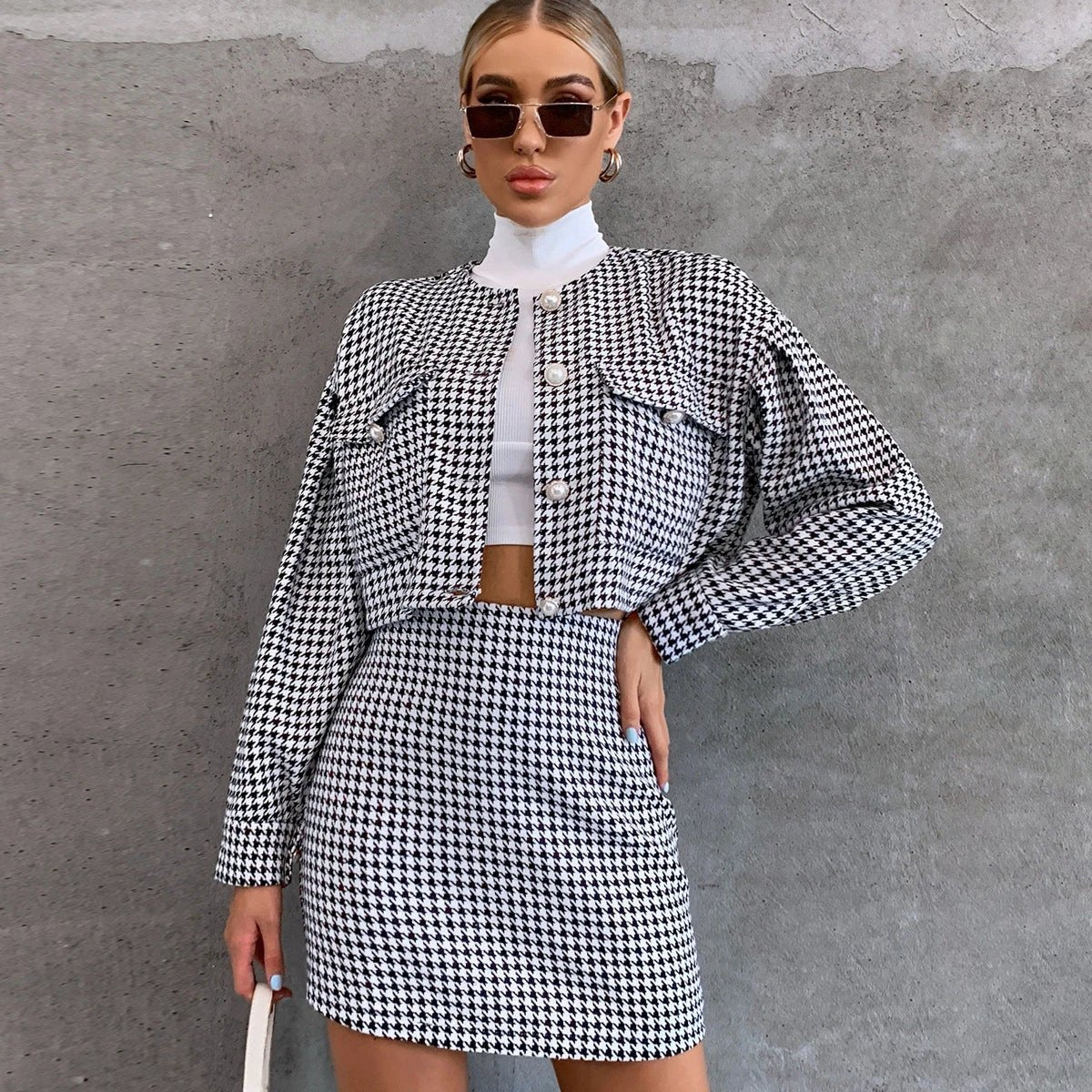 Tight-Fitting Dress Top Jacket Suit Sexy Tight-Fitting Two-Piece Suit by GJG Denim