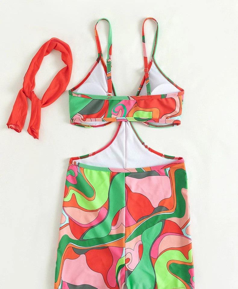 European And American Retro Printed One-piece Swimwear by GJG Denim
