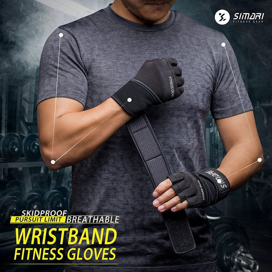 Men's Simplicity All-Match Sports Fitness Short Finger Gloves by GJG Denim
