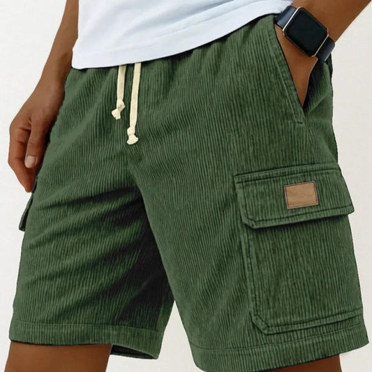 Mens Drawstring Corduroy Side-Pocket Shorts by GJG Denim