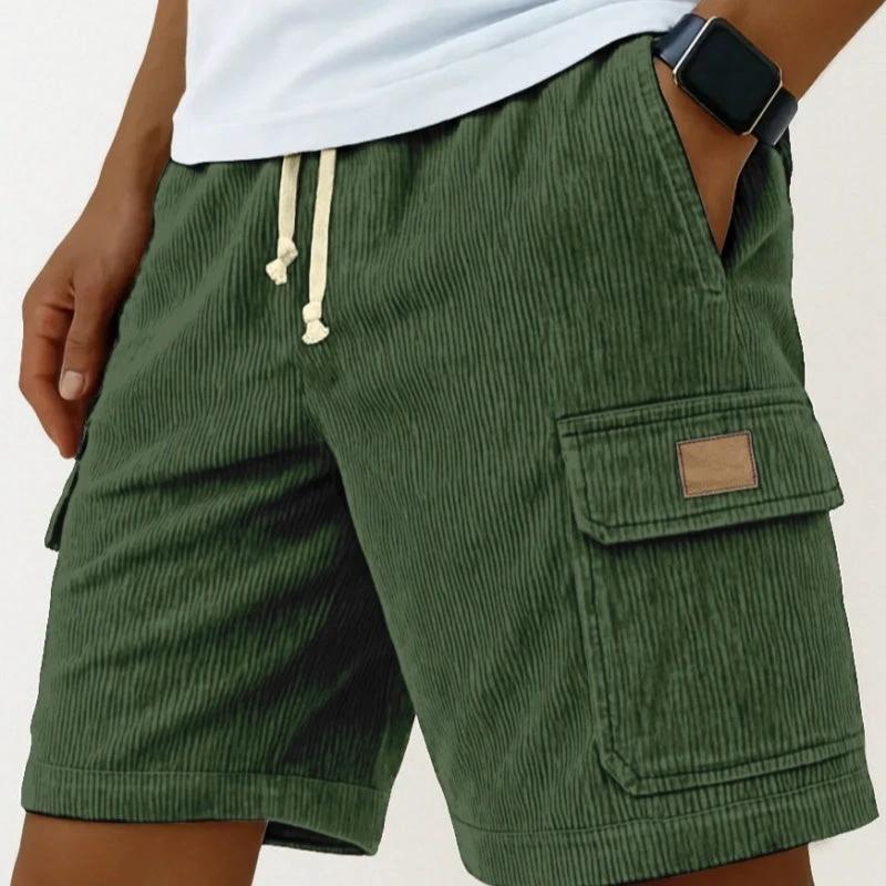 Mens Drawstring Corduroy Side-Pocket Shorts by GJG Denim