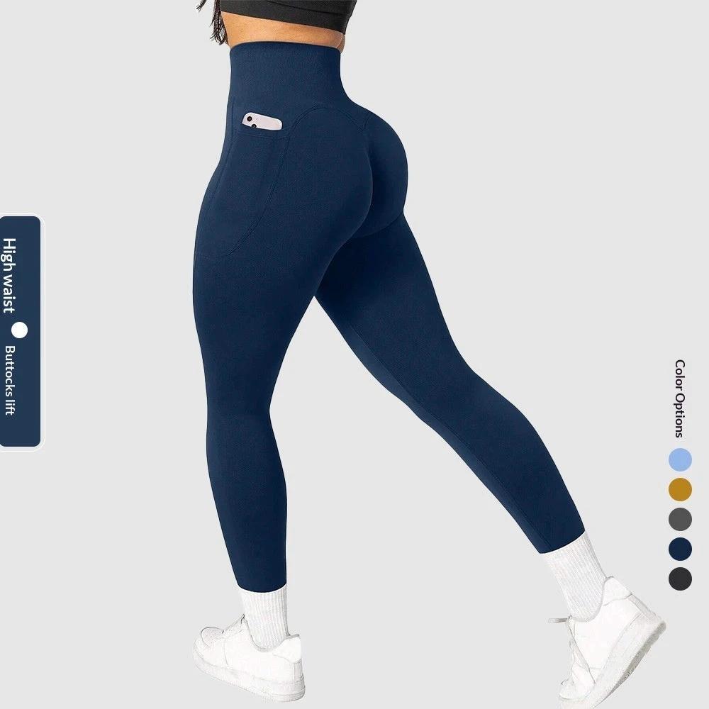 Womens Stretchy Pocketed Seamless Yoga Pants by GJG Denim