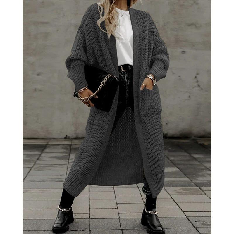 Women's Knitted Plus Size Long Cardigan w/ Pocket by GJG Denim