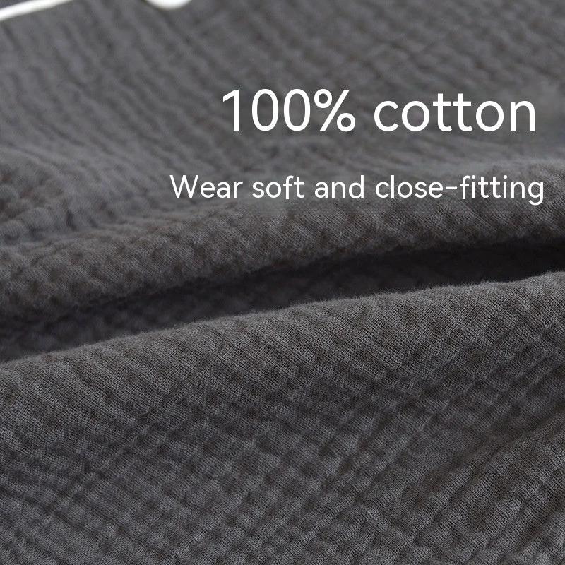 Men's Loose Double-layer Gauze Cotton Long Sleeve Pajamas by GJG Denim