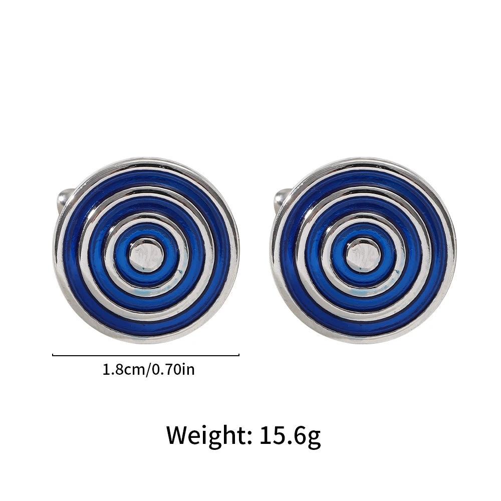 Round Geometric Black Gemstone Cufflinks For Men by GJG Denim