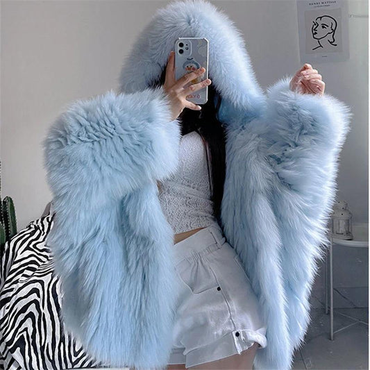Fashion Long Sleeve Fluffy Coat Women by GJG Denim