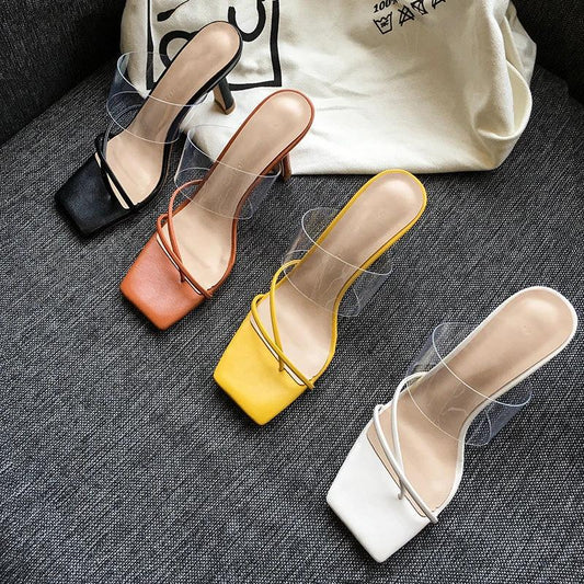 Square Toe Transparent Sandals by GJG Denim
