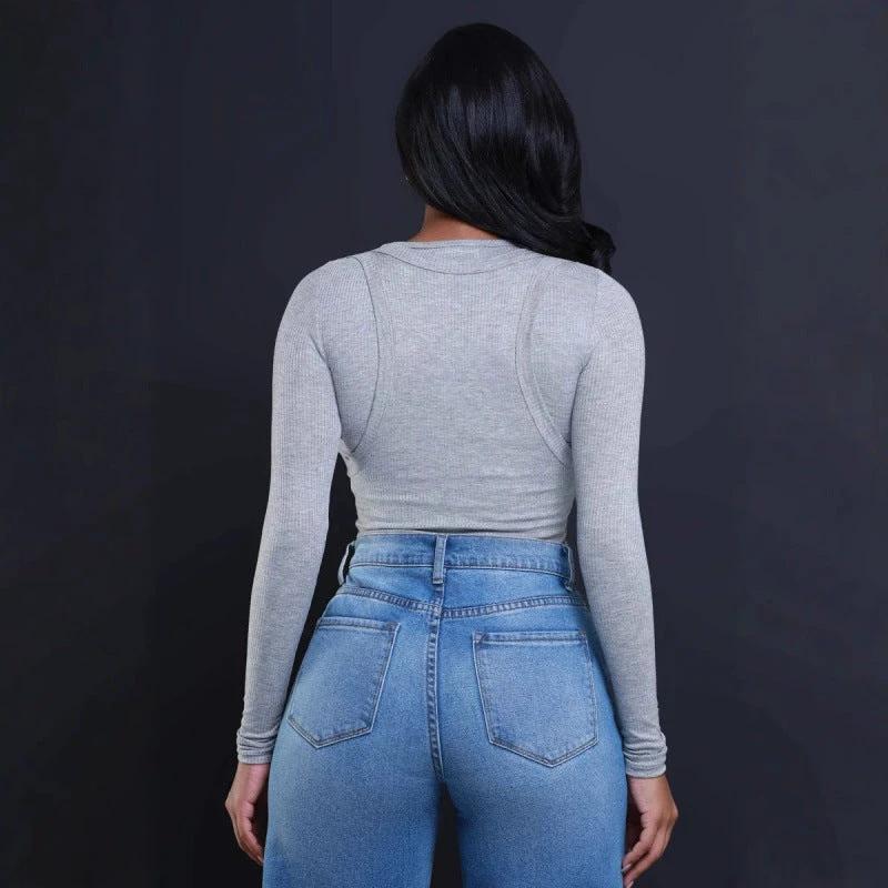 Women's Ripped High Waist Loose Straight Wide Leg Jeans by GJG Denim