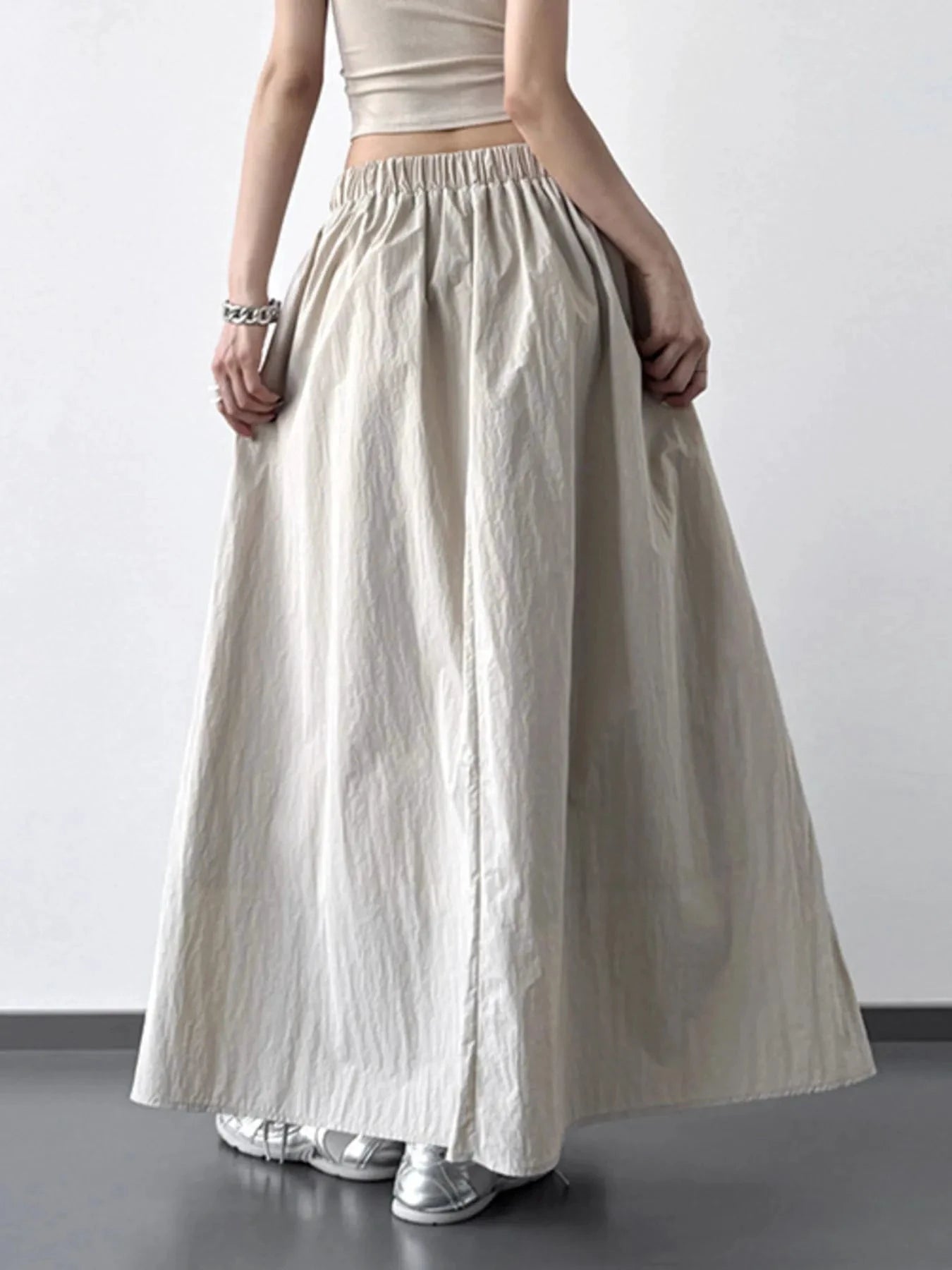Pleated Linen Maxi Skirt by Lady Ros