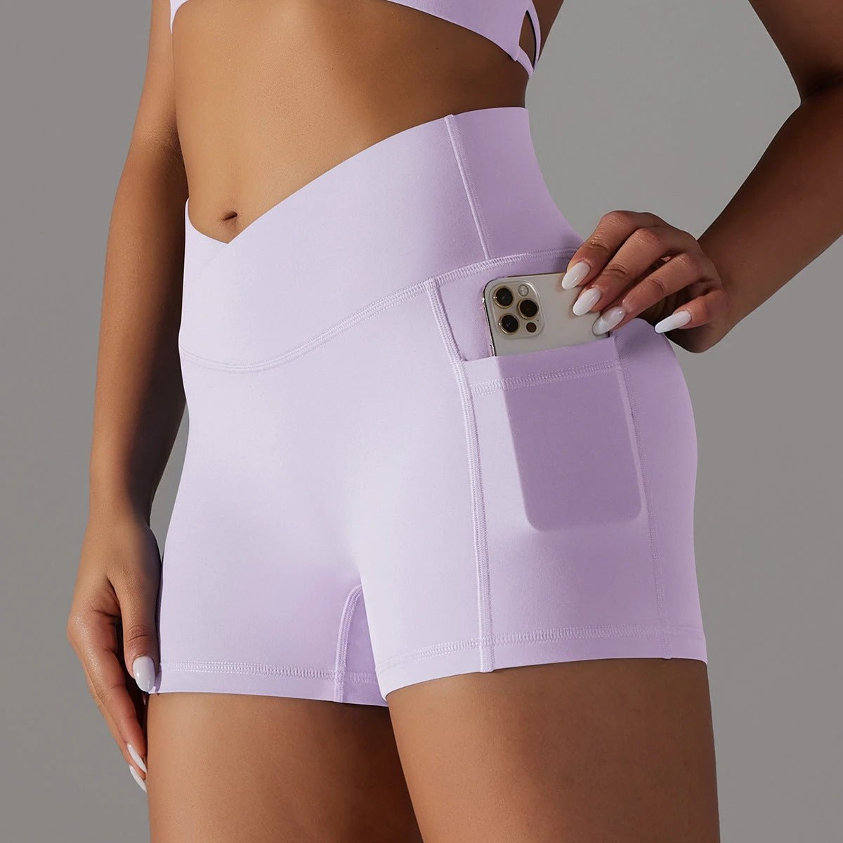 Yoga Shorts With Phone Pocket Design Fitness Sports Pants For Women Clothing by GJG Denim