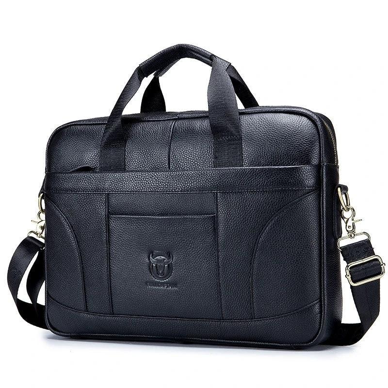Full-grain Leather Large-capacity Men's Briefcase by GJG Denim