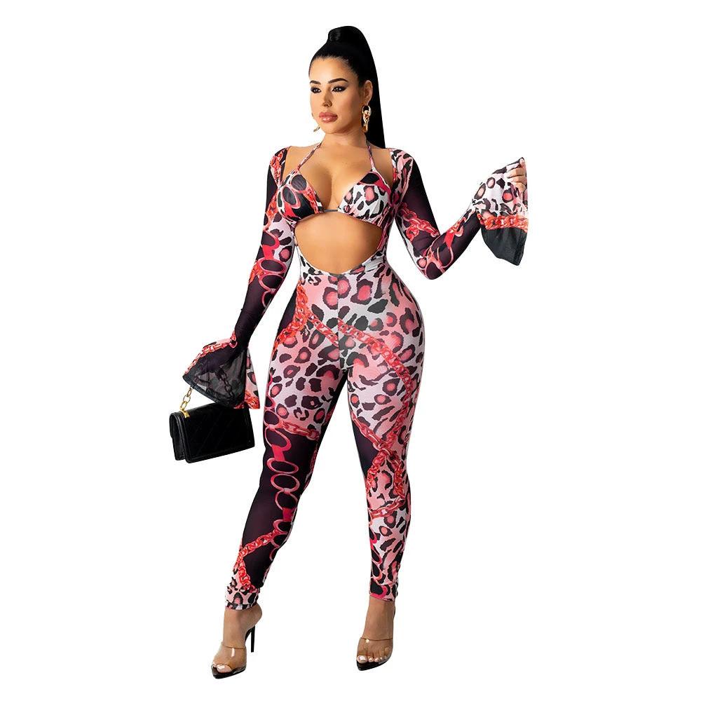 Mesh See-through Printed Two-piece Set by GJG Denim