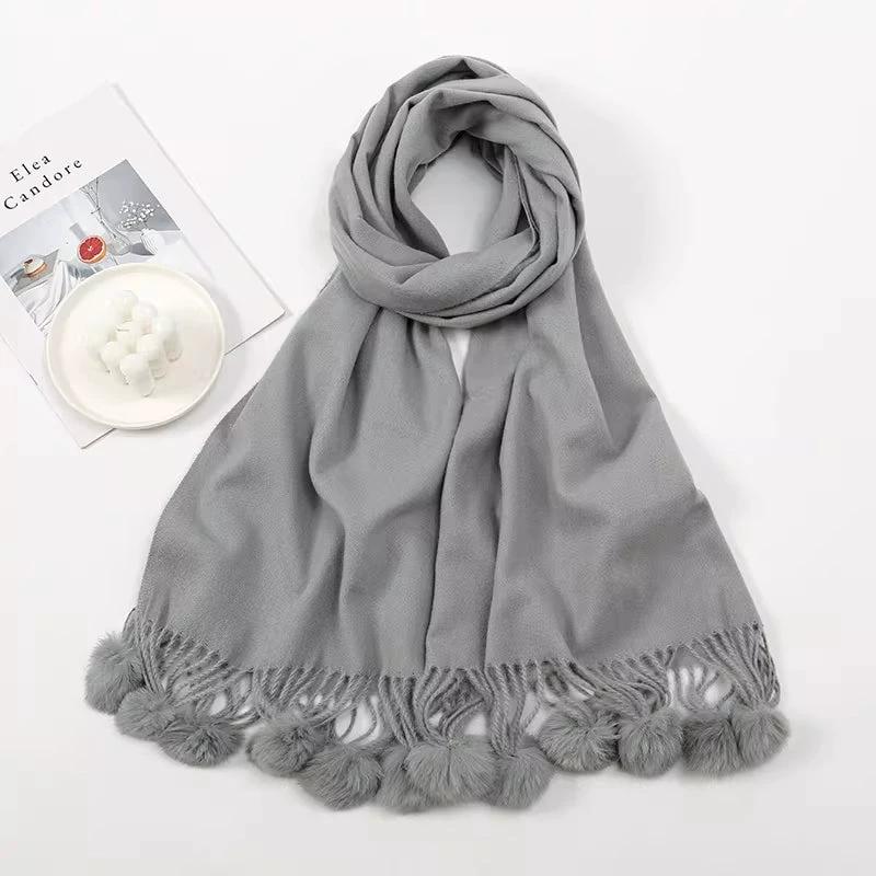 Solid Color Cashmere Like Scarf With Fleece Lining For Extra Warmth by GJG Denim