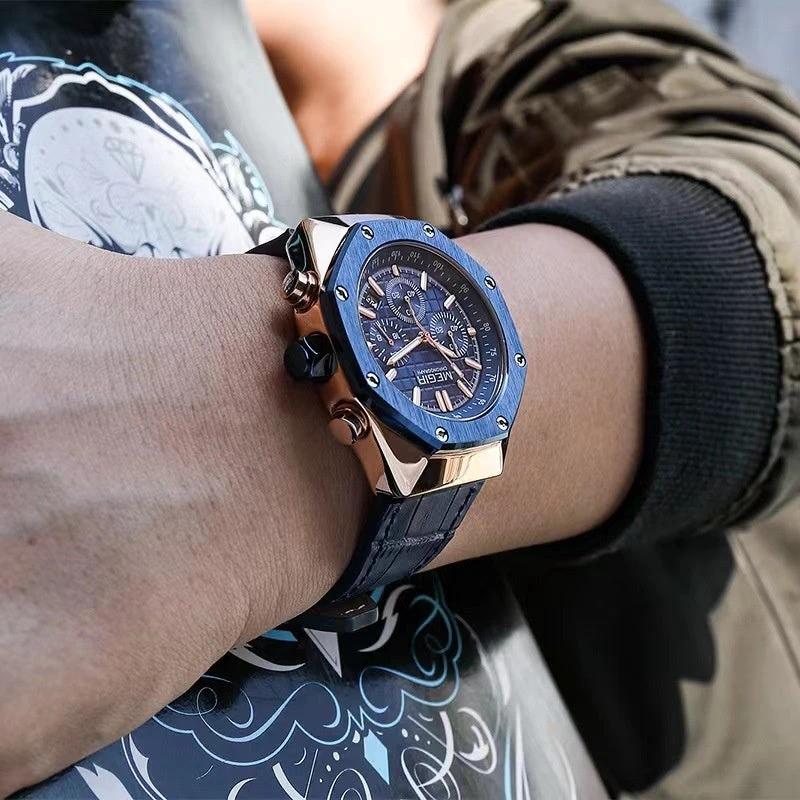 Men's Multifunctional Waterproof Quartz Watch by GJG Denim