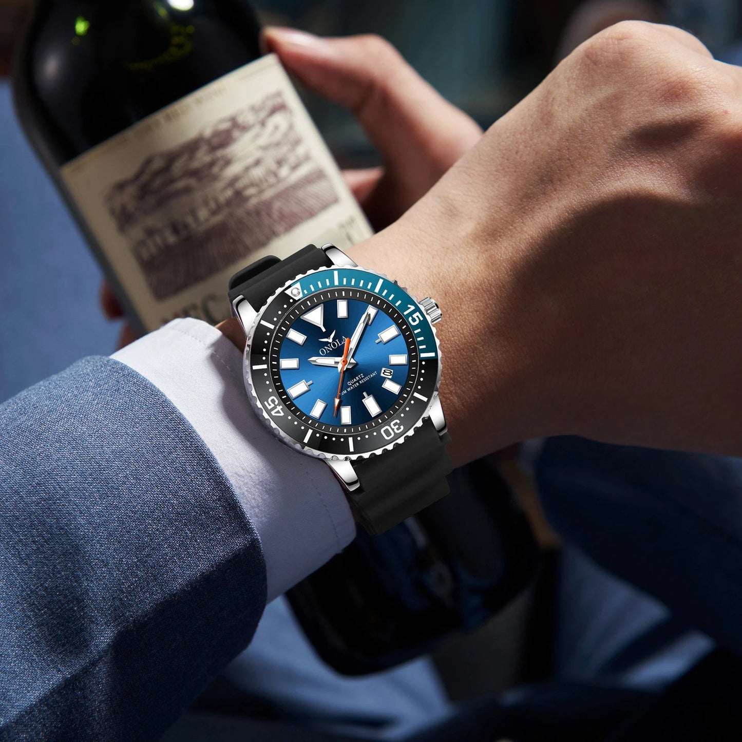 Business Casual Men's Waterproof Tape Quartz Watch by GJG Denim
