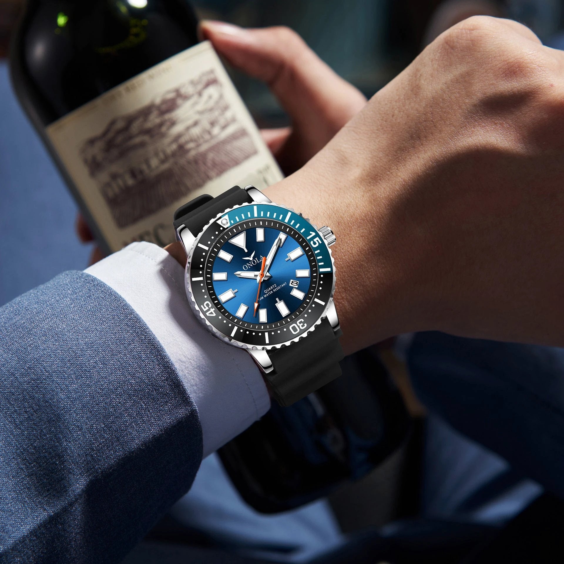 Business Casual Men's Waterproof Tape Quartz Watch by GJG Denim