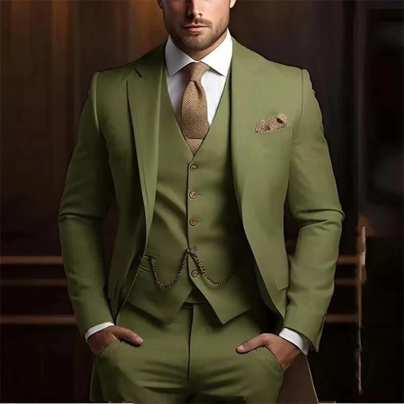 Men's High-grade Gentleman Temperament Slim Three-piece Suit by GJG Denim