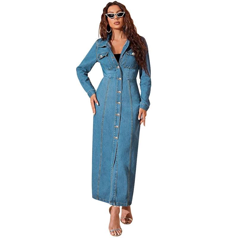 Denim Button Cardigan Jacket Dress by GJG Denim