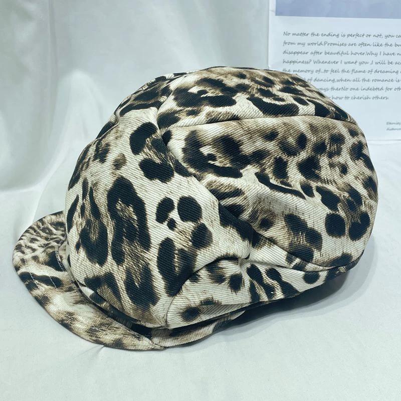 American-style Retro Chic Leopard-print Beret For Women by GJG Denim