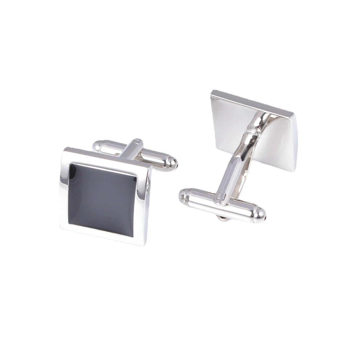Classic Black Square Cufflinks For Men by GJG Denim