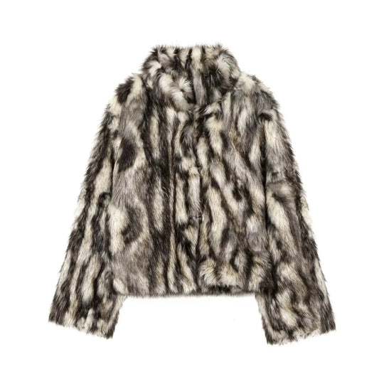 Fashionable Slightly Mature Faux Fur Coat Jacket by GJG Denim