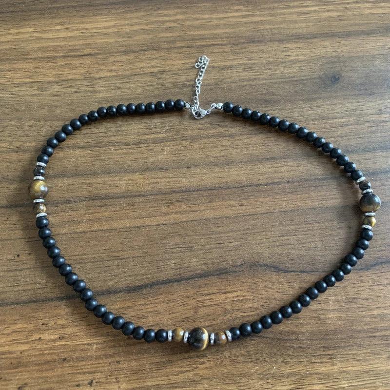 Volcanic Rock Black Matte Ethnic Style Necklace For Men by GJG Denim