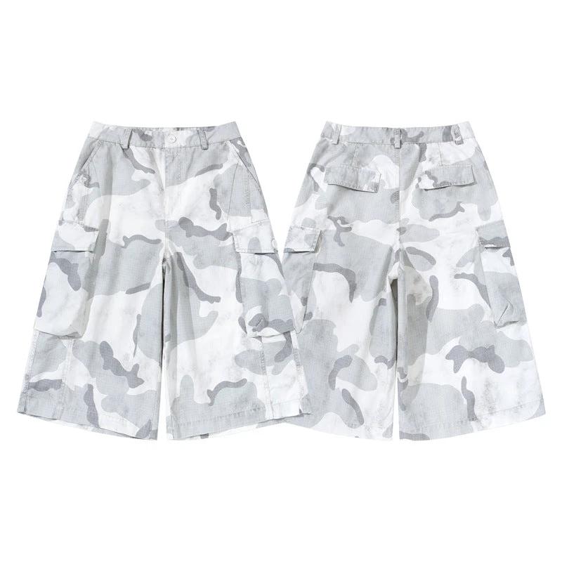 Retro Heavyweight Camouflage Loose-fit Shorts by GJG Denim