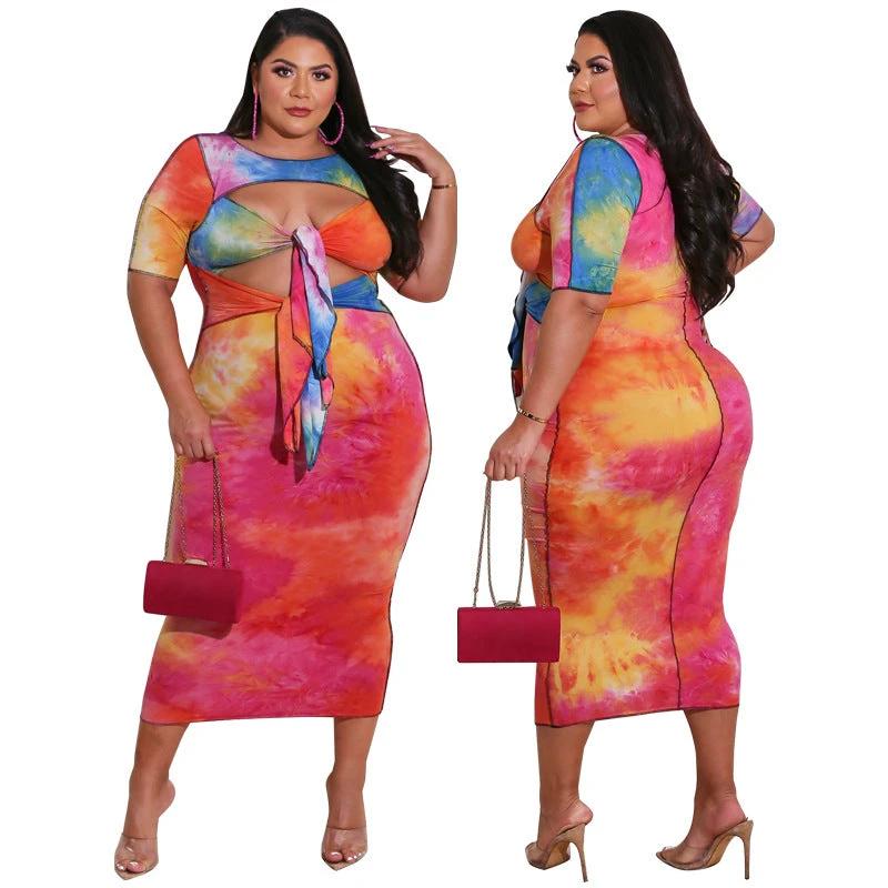 Plus Size Women's Kansuha Printed Fashion Dress by GJG Denim