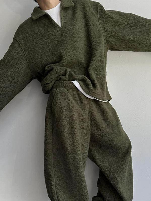 Men's Plush Army Green Set by GJG Denim