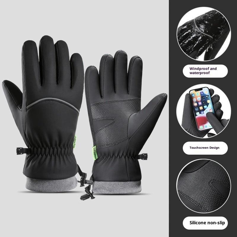 Fleece-lined Thick Waterproof And Cold-resistant Gloves by GJG Denim