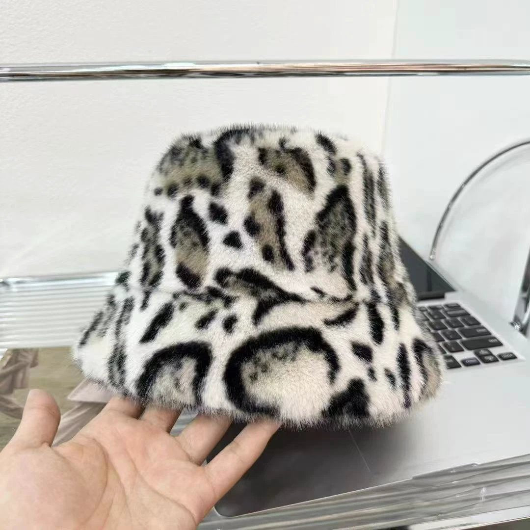Versatile Faux Mink Fur Warm Cold-proof Windproof Face-flattering Fluffy Bucket Hat by GJG Denim