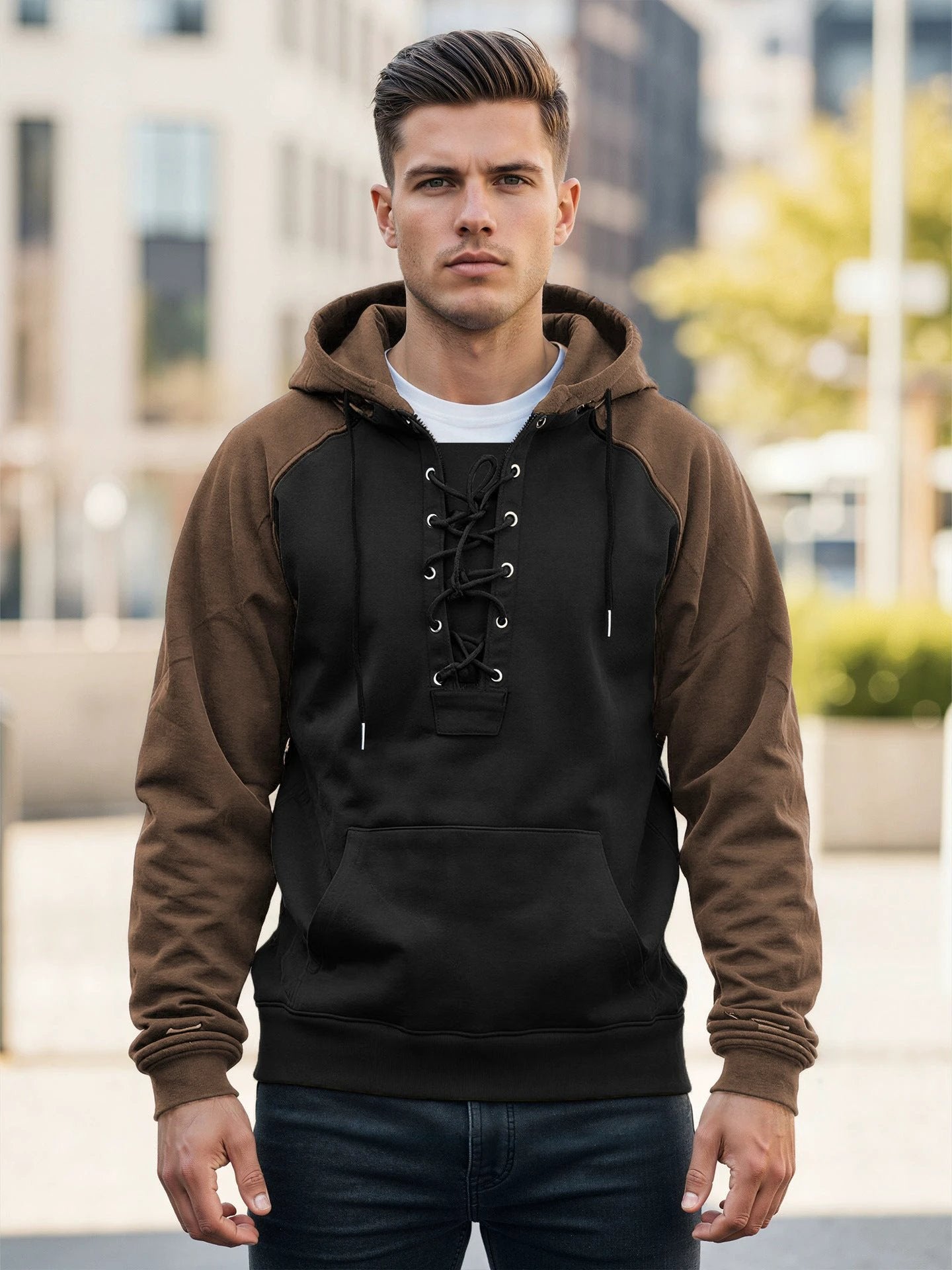 Men's Drawstring Hooded Sweatshirt by GJG Denim
