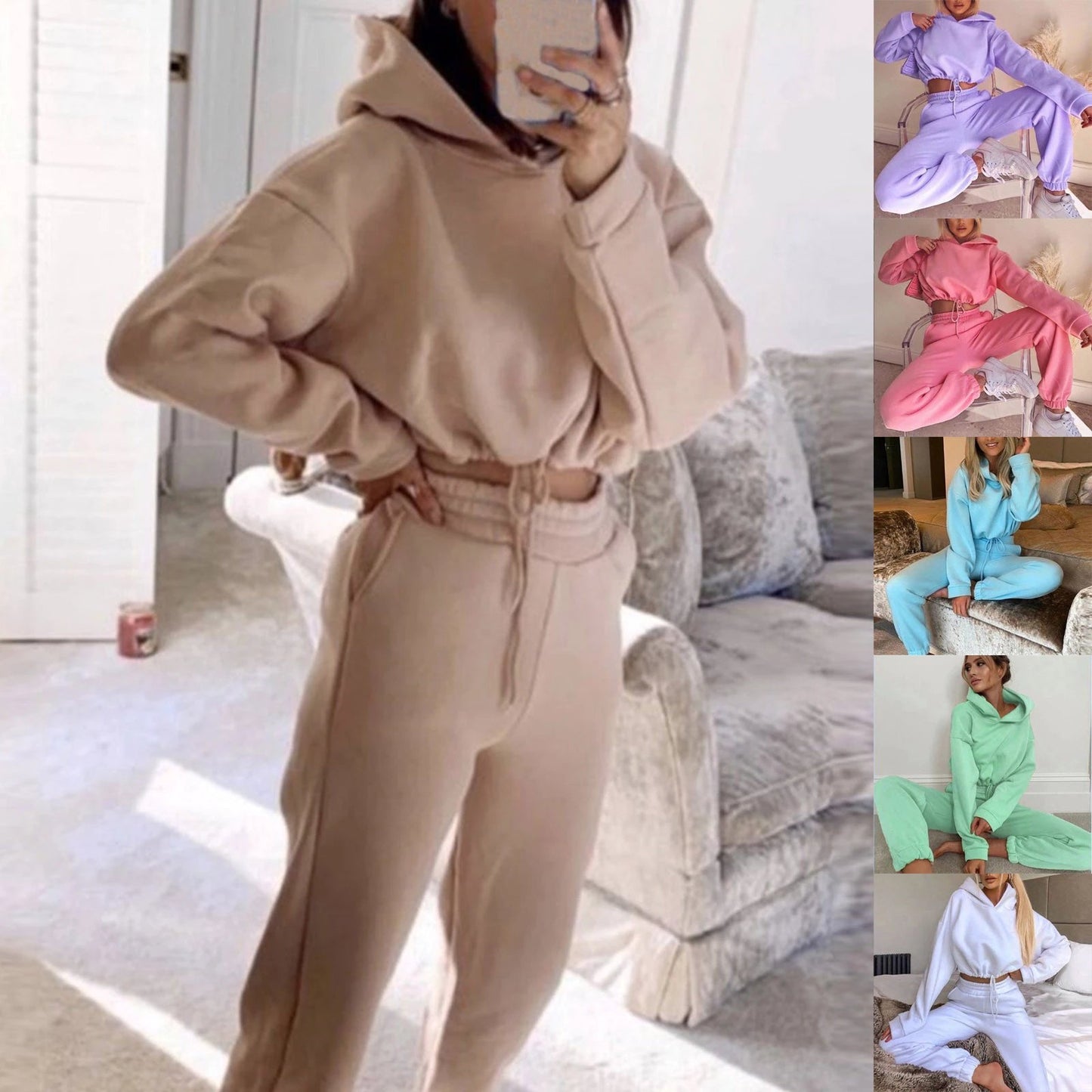 Jogging Suits For Women 2 Piece Sweatsuits Tracksuits Sexy Long Sleeve HoodieCasual Fitness Sportswear by GJG Denim