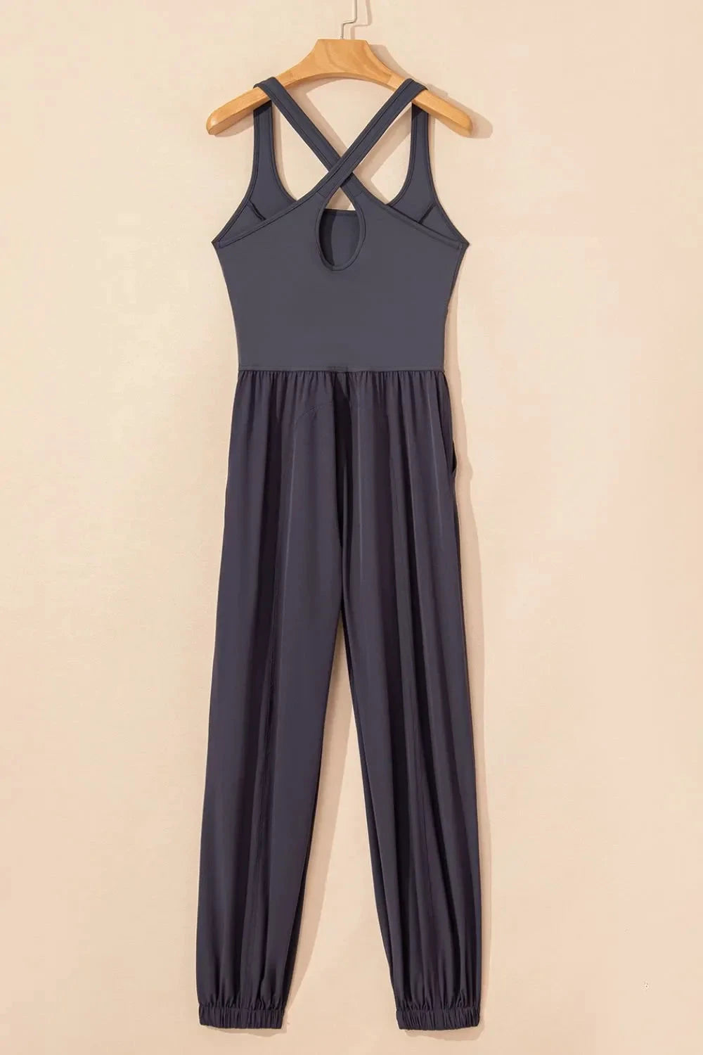 Cutout Square Neck Wide Strap Active Jumpsuit by Lady Ros
